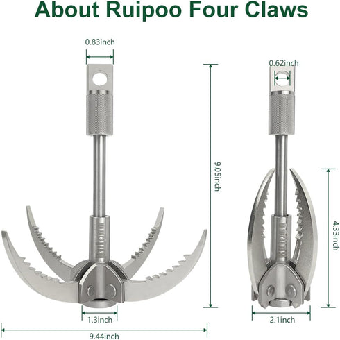 Grappling Hook Folding Survival Claw, Multifunctional Stainless Steel Hook for Camping