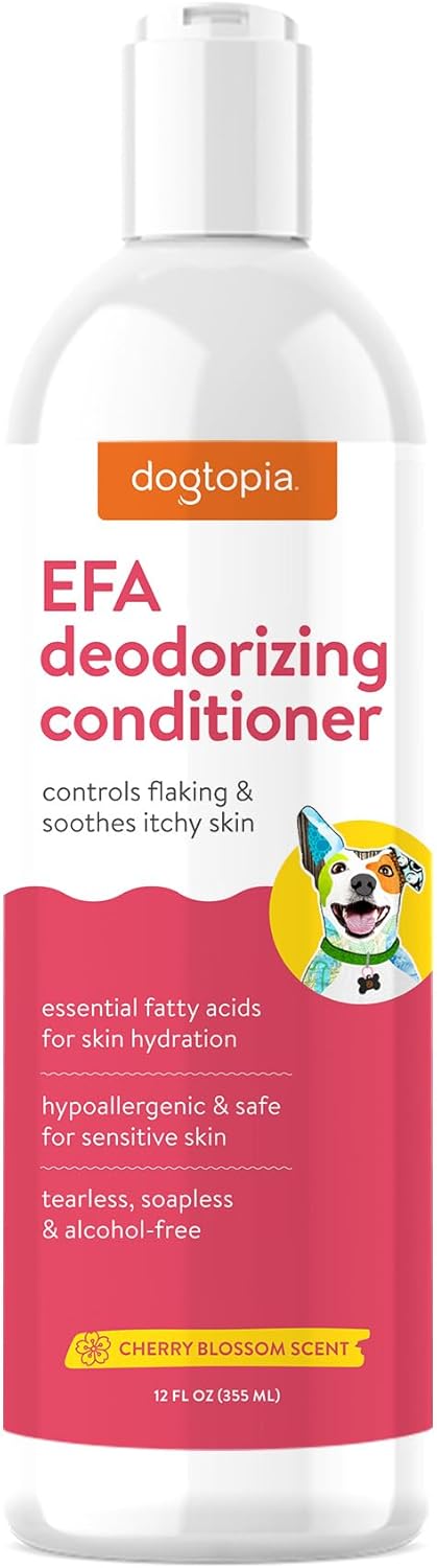 Essential Fatty Acid Deodorizing Conditioner for Dogs (16oz) – Cherry Blossom Scent, Tearless and Soapless