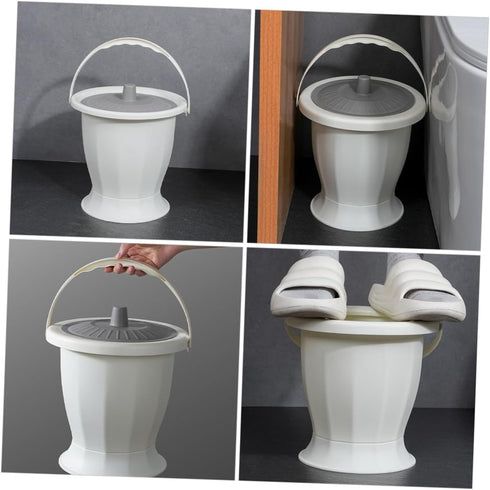 SOPOTUTU Portable Chamber Pot with Lid for Adults Reusable Spittoon Urinal Bucket for Home and Travel Durable Plastic