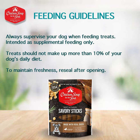 Chicken Soup for the Soul Dog Treats - All Natural Premium Savory Sticks, Soft & Chewy, Real Duck First Ingredient,