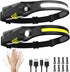 Rechargeable Headlamp 2-Pack, 230° Wide Beam LED Headlamps with Motion Sensor, 5 Modes, Waterproof for Camping