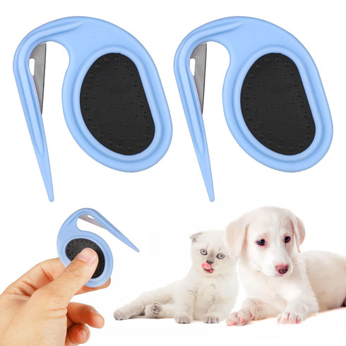 2pcs Knotting Comb for Cats and Dogs, Dematting Brush Hair Removal Tool for Pet Grooming Accessories (Blue)