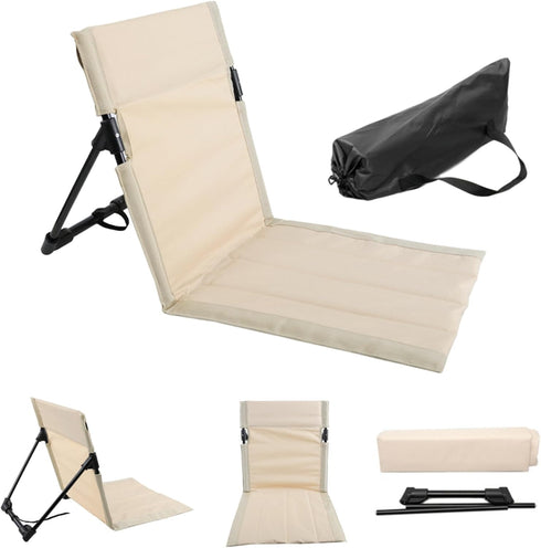 Aetherize Beach Mat Recliner Lightweight Beach Mat with Backrest One-Step Assembly Foldable Chair with Carry Bag