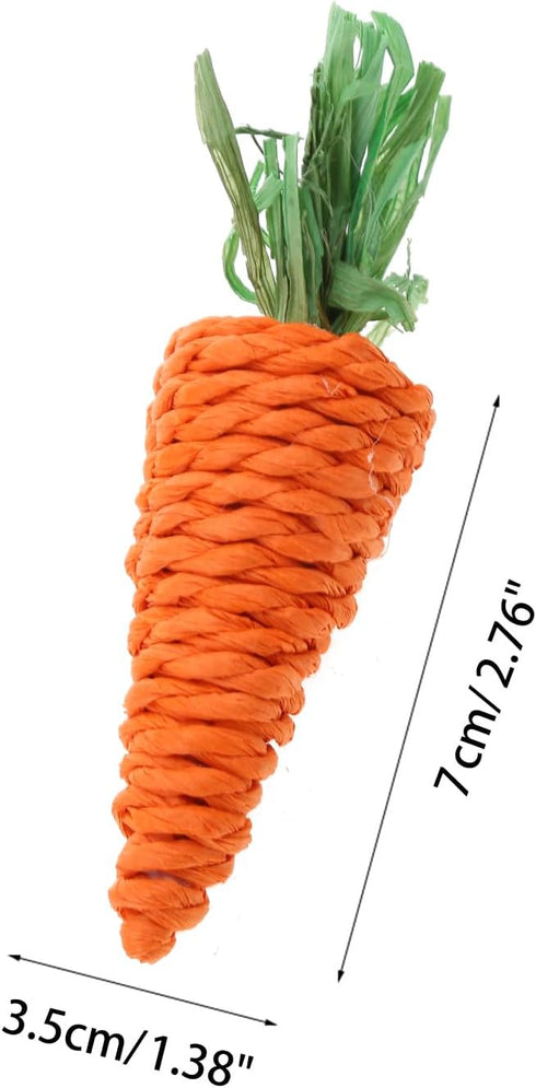 WOZUN 5-Piece Rabbits Chew Toy Natural Grass Carrot Small Animal Teeth Grinding Rabbits Chew Carrot for Teeth Grinding