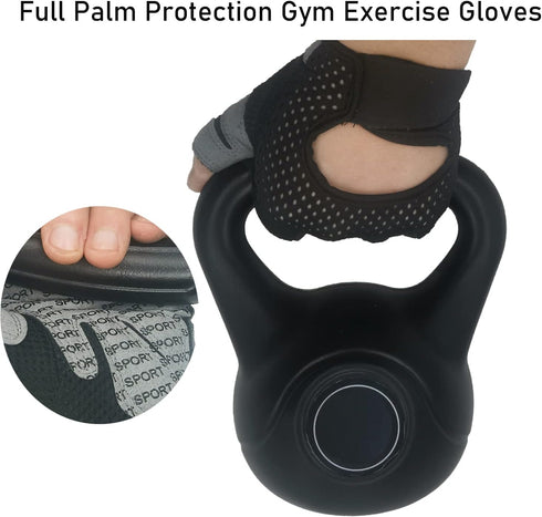 LJCUTE Workout Gloves for Men & Women, Fingerless Breathable & Full Palm Protection Gym Exercise Gloves for Weight