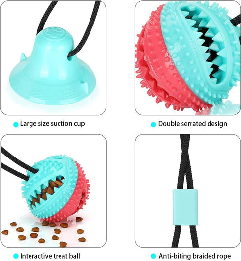 Interactive Dog Toys Tug of War, Mentally Stimulating Toys for Dogs, Puzzle Treat Food Dispensing Ball Toy
