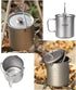 Lixada Titanium Pot 750ml Camping Coffee Cup Mug, French Press Pot with Folding Titanium Spoon