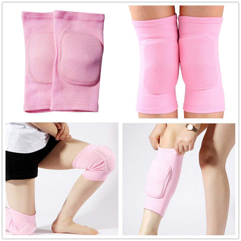 Soft Kneepads Cotton Volleyball Tennis, 1 Pair, Women Pole Dance Yoga Knee Protector Guards (Pink, L)