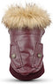 LESYPET Dog Leather Jacket for Small Dogs, Small Dog Coat Double Layer with Warm Fleece Lined, Red Medium