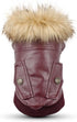 LESYPET Dog Leather Jacket for Small Dogs, Small Dog Coat Double Layer with Warm Fleece Lined, Red Medium