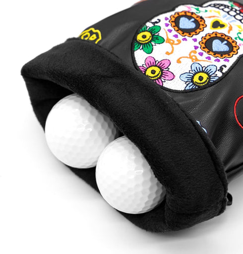 Montela Golf Valuables Pouch, Drawstrings Golf Tee Bag Pouch, Leather Golf Ball Bag for Men Women
