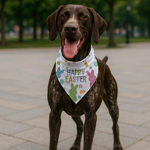 YJIKRTVT Easter Dog Bandanas, Happy Easter Bunny Pet Scarf, Adjustable Triangle Bib for Small Medium Dogs, Cute Easter