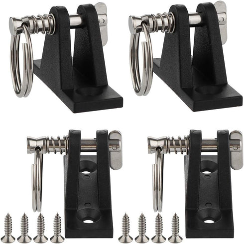 VTurboWay 4 Pack Marine Grade Nylon Bimini Top 90° Plastic Deck Hinge with Pin & Ring, 316 Stainless Steel