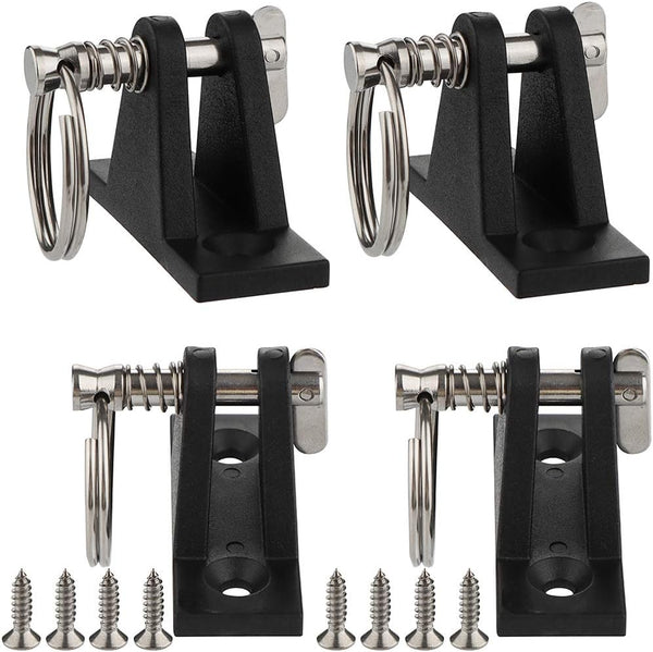 VTurboWay 4 Pack Marine Grade Nylon Bimini Top 90° Plastic Deck Hinge with Pin & Ring, 316 Stainless Steel