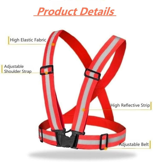 Reflective Running Gear Set, 3 Pcs: Reflective Vest, Armband, and Belt, High Visibility Night Cycling Walking Safety