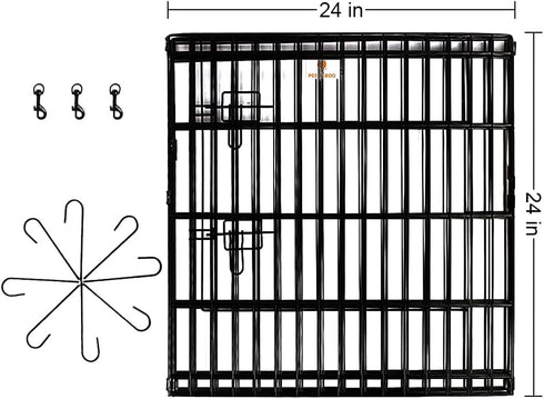 PEEKABOO Dog Pen Pet Playpen, Indoor Foldable Metal Wire Exercise Puppy Play Yard, Outdoor 8 Panels 24 Inch (Black)