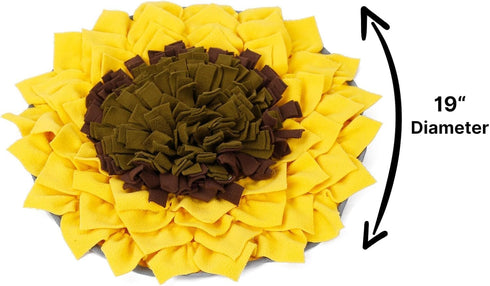 19 19, Snuffle Mat for Dogs Sunflower, Large Dog Snuffle Mat x Plush Enrichment Toy Slow Feeder, Mental Health Puppy