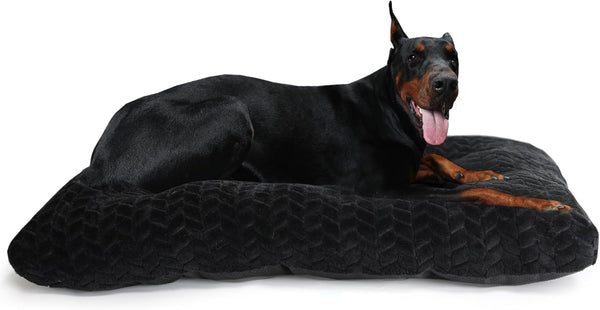 42 Inch Black Dog Crate Bed for Large Dogs, Washable Crate Mats for Dog Cages Up to 90 lbs, Pet Bed Crate Pillows, Tire