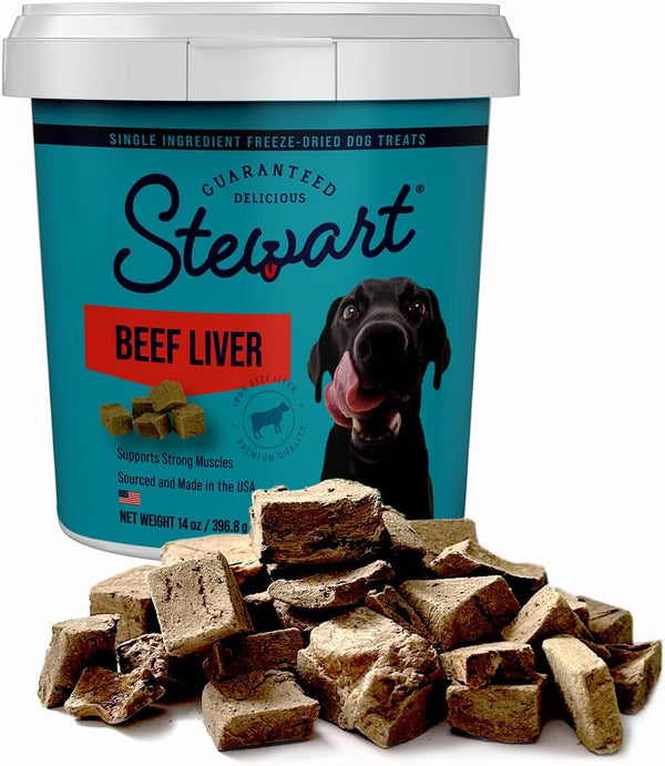 Stewart 100% Beef Liver Dog Treats, 14 oz Tub, ~315 Pieces, Freeze