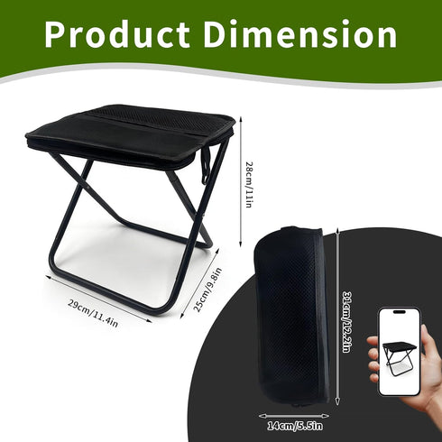 MealFlow Pro Backpack Portable Foldable Stool, Pocket Chair Camping Fishing Stool, Mini Outdoor Camping Stool Sling