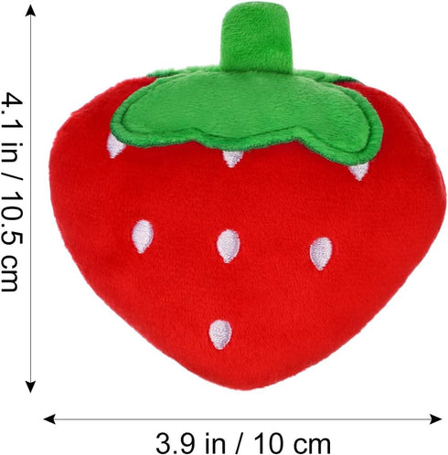 POPETPOP 2Pcs Dog Plush Squeaky Toys, Soft Strawberry Shape Interactive Puppy Chew Toy