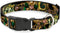 Dog Collar Plastic Clip Loki Poses, Black Gold Green, 16 to 23 Inches, 1.5 Inch Wide