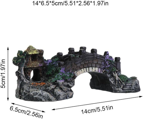 Fish Tank Decoration, Poly Resin Bridge for Aquariums, Fish Tank, Gardens