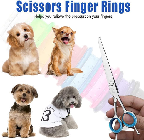 16 PCS Soft Silicone Scissors Finger Rings for Dog Grooming, Thumb Inserts for Barber Dog Hair Cutting Scissors.