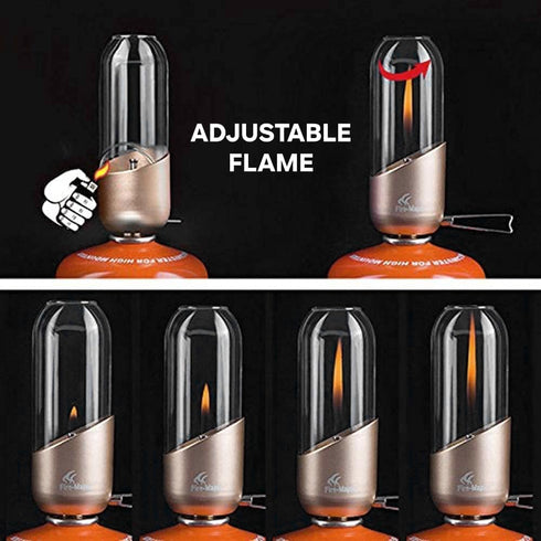 Fire-Maple Orange Camping Lantern, Glass & Steel, Propane or Isobutane Fuel Canister, No Mantles Needed