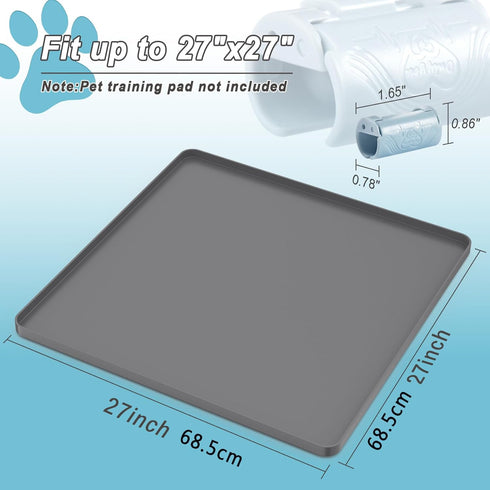 TIMOHCR 27" 27" 6 Pee Pad Tray Holder for Dog,Silicone Dog Puppy Pad Holder, x No Spill Raised Lip High Edge,Portable
