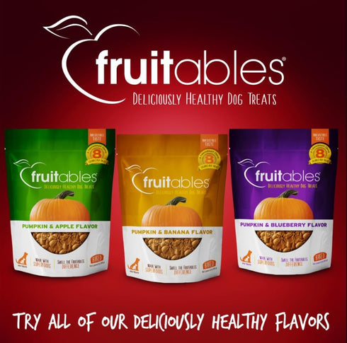 Fruitables Baked Dog Treats - Healthy Low Calorie Pumpkin Treats, Crispy Bacon and Apple, 12 Ounces (2 Pack)
