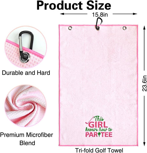 This Girl Knows How to Par Tee Embroidered Pink Golf Towel, Funny Gift for Grandma Mom Golfer