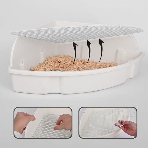 RUBYHOME Chinchilla 20 13.2 6 Rabbit Litter Box Large Bunny Guinea Pig Corner Litter Box Potty Trainer Bigger Pet Pan