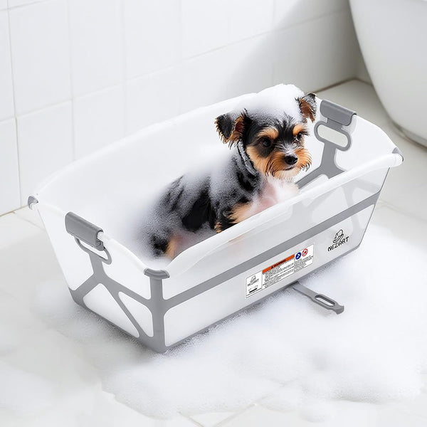 Multipurpose Collapsible Pet Bathtub with Water Drain Plug, Fold-able Bathtub for Puppy
