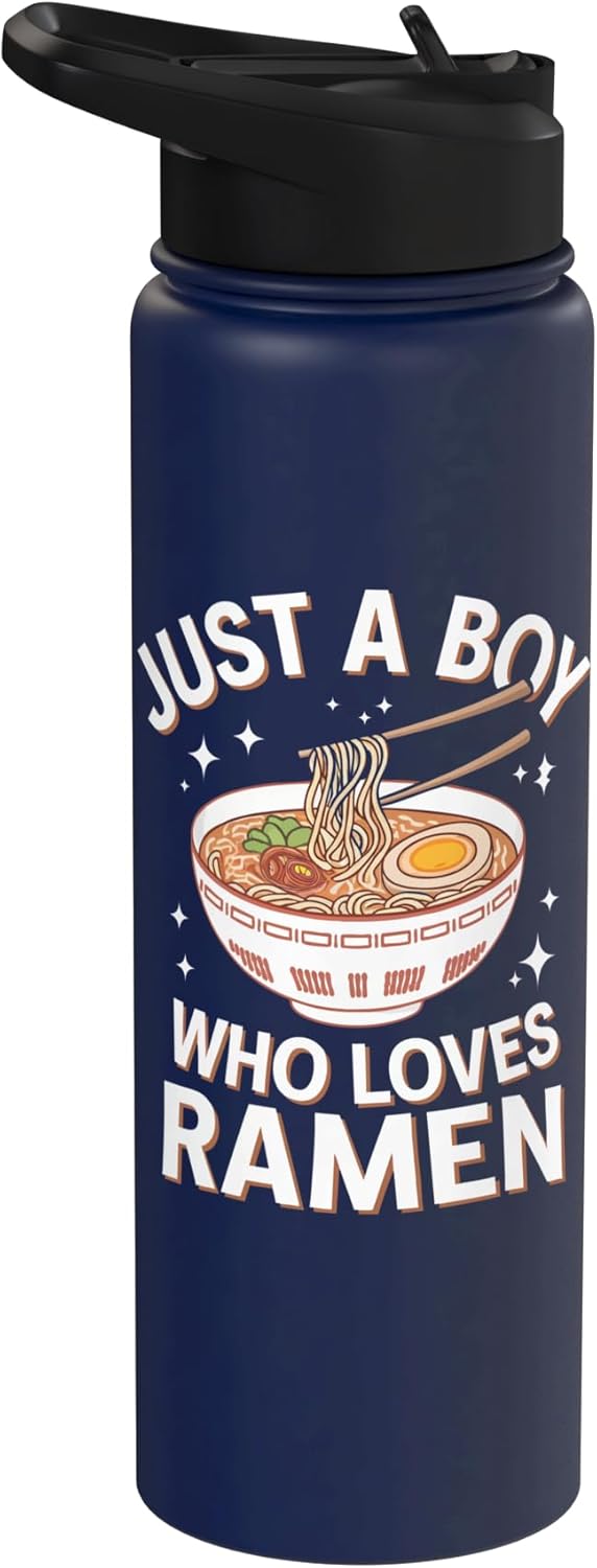 Ramen Noodle Ramen Just A Boy Who Loves Bacon Stainless Steel Insulated Water Bottle
