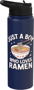 Ramen Noodle Ramen Just A Boy Who Loves Bacon Stainless Steel Insulated Water Bottle