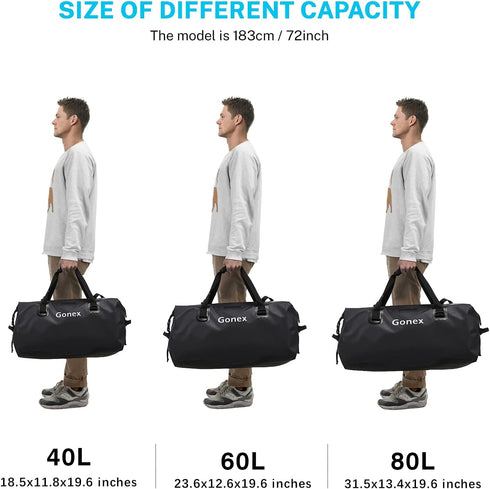 Gonex Extra Large Waterproof Duffle Travel Dry Duffel Bag, 40L 60L 80L Heavy Duty with Durable Straps