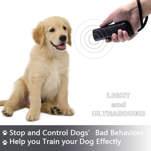 OYEFLY Handheld Dog Trainer, 3 in 1 with LED Flashlight, Bark Stopper Training Tool (Black)