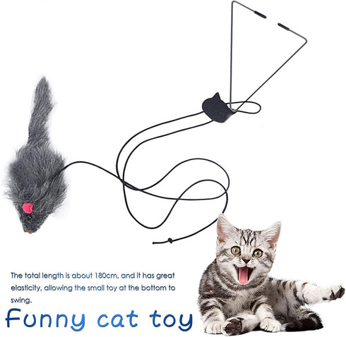 YUGYUJ Cat Toy Rope Mouse, Hanging Retractable Cat Catching Toy, Interactive Plush Mice for Cats
