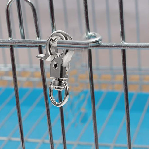 10pcs Stainless Steel Pet Birds Cage Metal Hook Clip, Iron Door Buckle Lock for Bird Cage (Silver)