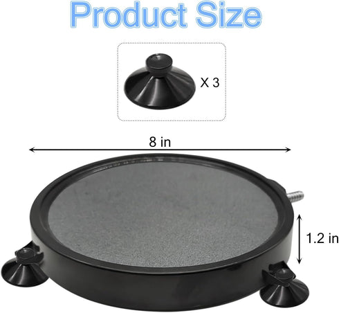 kathson 8 Inch Aquarium Air Stone Hydroponics Disc Aerator with Suction Cups for Pond Decoration