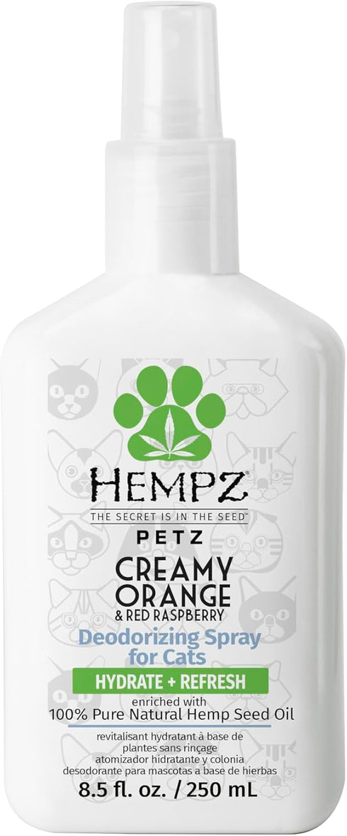 Hempz Petz Cat Deodorizing Spray, Creamy Orange & Red Raspberry, 8.5 fl. oz.