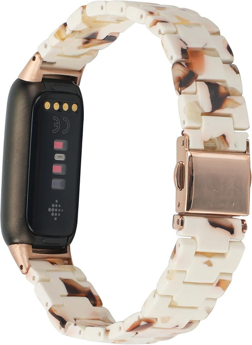 Wongeto Compatible with Fitbit Luxe/Luxe SE Bands for Women Girls, Resin Wristband Strap with Stainless Steel Buckle Replacement Bands for Fitbit Luxe accssorises
