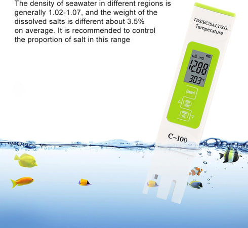 C-100 5 1 Multifunctional in Salinity TDS EC Seawater Test Pen Water Quality Tester Detector