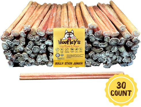 Woofley's 6 Inch Bully Sticks for Small Dogs, 30 Count, Long Lasting Chews