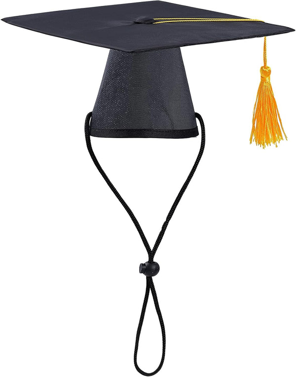 Small Dogs Graduation Caps: Black Hats with Yellow Tassel for Puppy Dogs & Cats Party Outfits Accessories