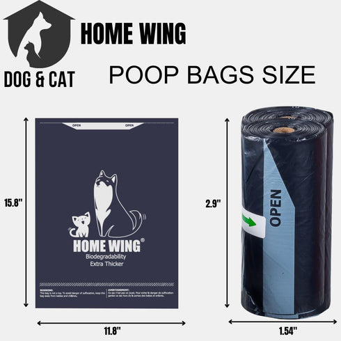 15 15.8" 11.8", Large Dog Poop Bag Holder, Poop Bag Dispenser with Carabiner Clip for Leash, Extra Thicker Odor Sealing