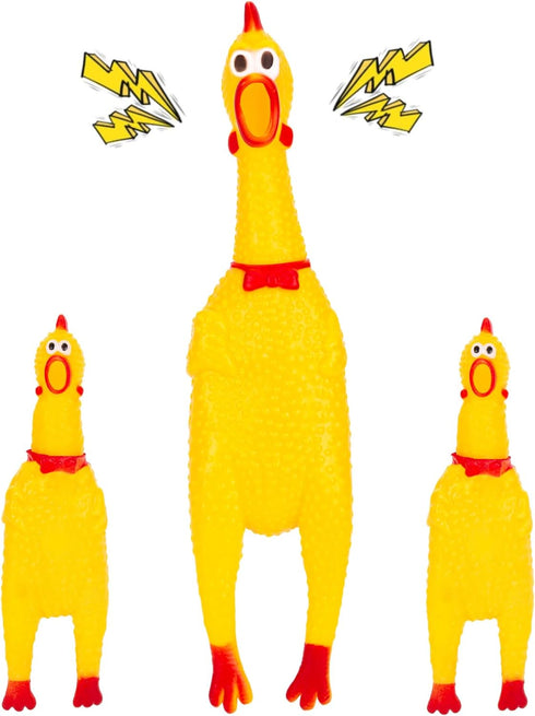 MCPINKY 3PCS Rubber Chicken Dog Toys, Squeaky Prank Novelty Toy for Noise Maker Dog Toys