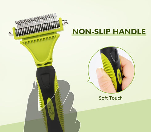 Pecute Pet Dematting Tool 2 Pack - Double Sided Rake & Comb for Medium or Long-haired Dogs & Cats