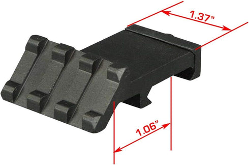 Low Profile Tactical Picatinny/Weaver 45 Degree Angle Mount, 1.37" Long, 3 Slots